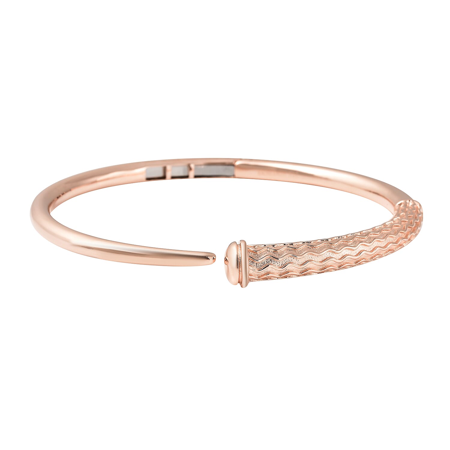 RACHEL GALLEY Rose Gold Overlay Sterling Silver Ocean Bangle (Size 7.5), Silver Wt. 32.84 Gms 3881068 0