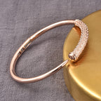 RACHEL GALLEY Rose Gold Overlay Sterling Silver Ocean Bangle (Size 7.5), Silver Wt. 32.84 Gms