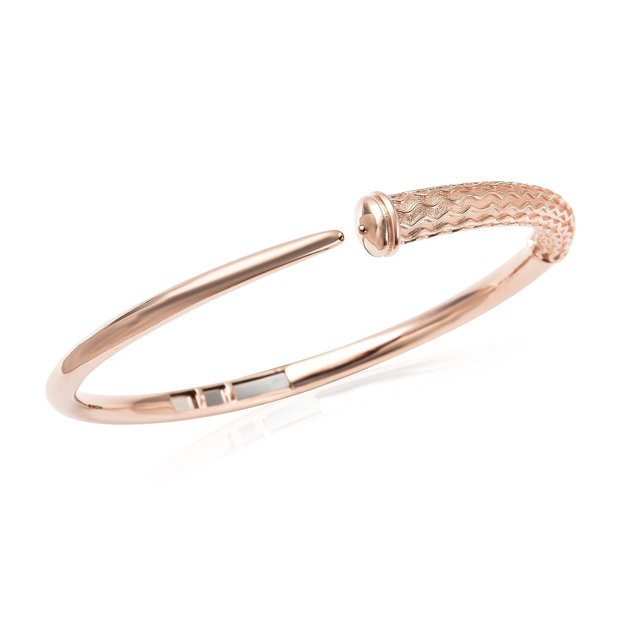RACHEL GALLEY Rose Gold Overlay Sterling Silver Ocean Bangle (Size 7.5), Silver Wt. 32.84 Gms 3881068 4