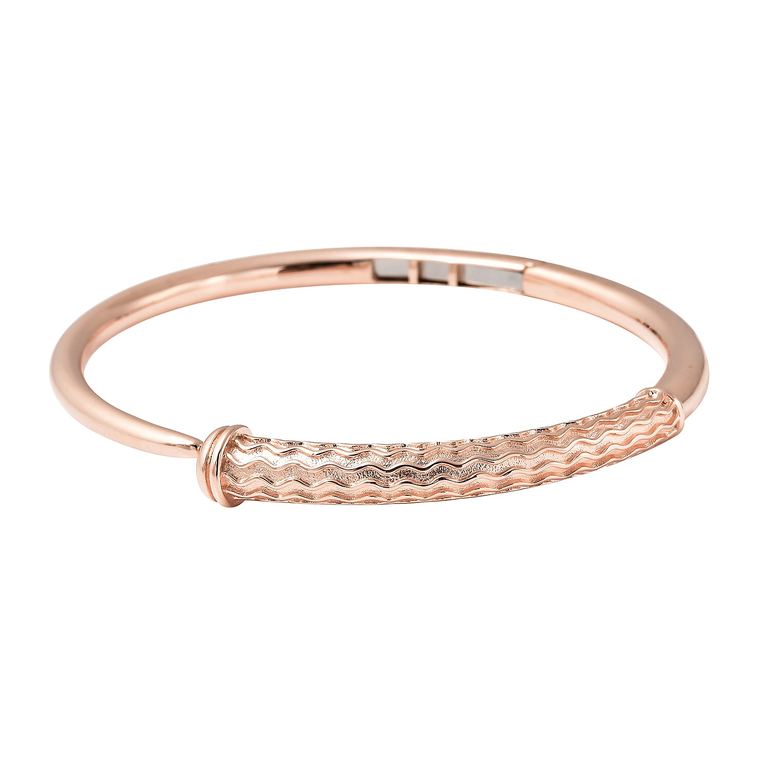 RACHEL GALLEY Rose Gold Overlay Sterling Silver Ocean Bangle (Size 7.5), Silver Wt. 32.84 Gms 3881068 5
