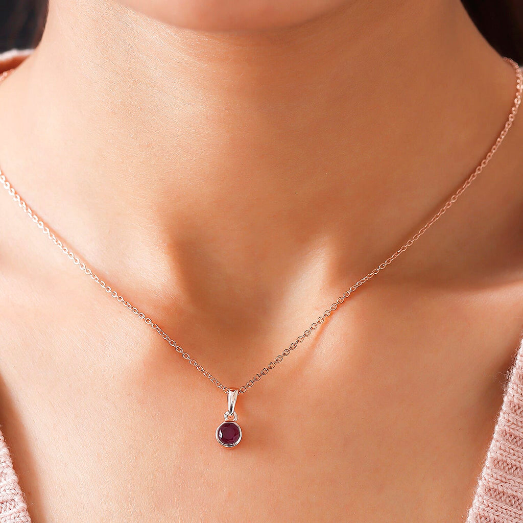 RACHEL GALLEY Ruby Pendant in Vermeil Rose Gold Overlay Sterling Silver