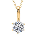 RACHEL GALLEY SGL Certified VS-EF Lab Grown Diamond Pendant with Chain (Size 18-2 EXT) in 18K Vermeil Yellow Gold Plated Sterling Silver 1.00 Ct.