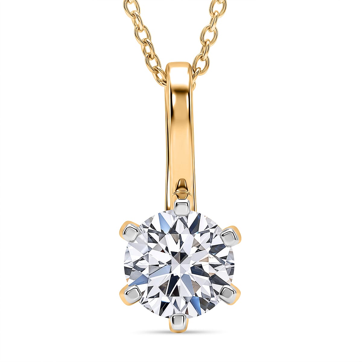 RACHEL GALLEY SGL Certified VS-EF Lab Grown Diamond Pendant with Chain (Size 18-2 EXT) in 18K Vermeil Yellow Gold Plated Sterling Silver 1.00 Ct. 4453136 0