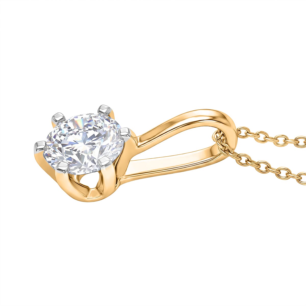 RACHEL GALLEY SGL Certified VS-EF Lab Grown Diamond Pendant with Chain (Size 18-2 EXT) in 18K Vermeil Yellow Gold Plated Sterling Silver 1.00 Ct. 4453136 4