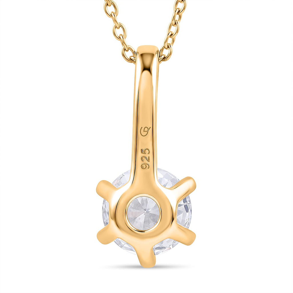RACHEL GALLEY SGL Certified VS-EF Lab Grown Diamond Pendant with Chain (Size 18-2 EXT) in 18K Vermeil Yellow Gold Plated Sterling Silver 1.00 Ct.