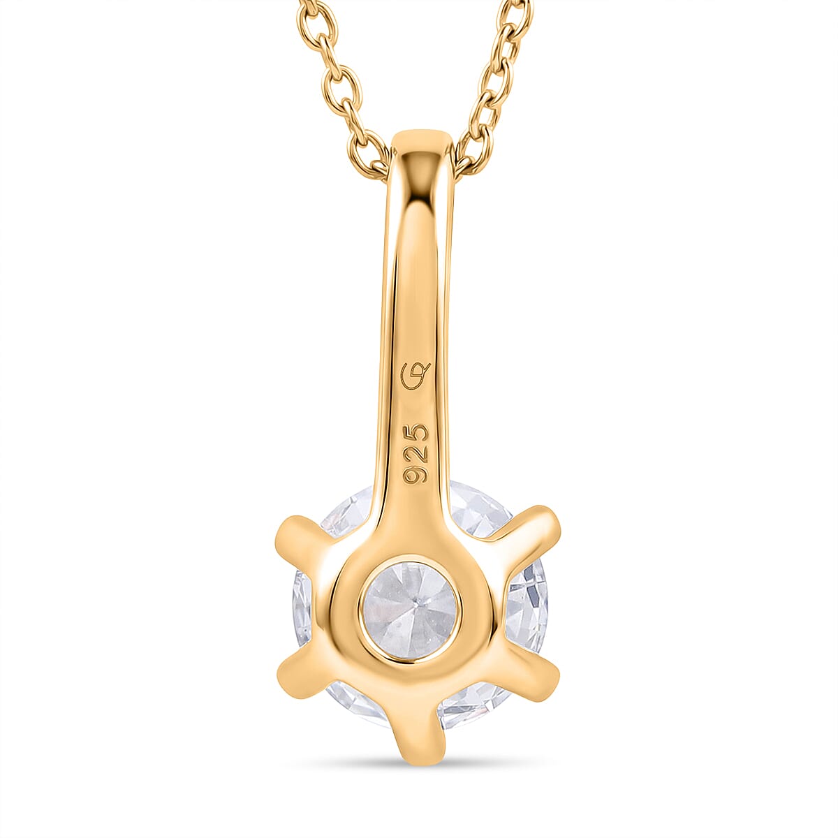 RACHEL GALLEY SGL Certified VS-EF Lab Grown Diamond Pendant with Chain (Size 18-2 EXT) in 18K Vermeil Yellow Gold Plated Sterling Silver 1.00 Ct. 4453136 5