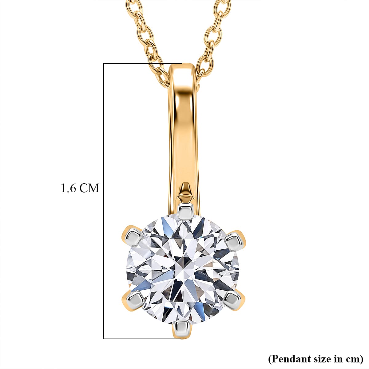 RACHEL GALLEY SGL Certified VS-EF Lab Grown Diamond Pendant with Chain (Size 18-2 EXT) in 18K Vermeil Yellow Gold Plated Sterling Silver 1.00 Ct. 4453136 6