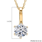 RACHEL GALLEY SGL Certified VS-EF Lab Grown Diamond Pendant with Chain (Size 18-2 EXT) in 18K Vermeil Yellow Gold Plated Sterling Silver 1.00 Ct.