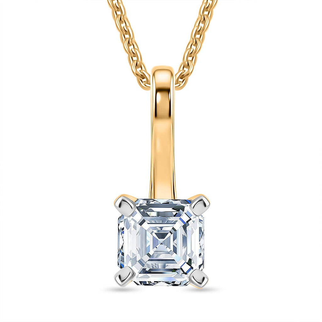 RACHEL GALLEY - SGL Certified VS-EF Lab Grown Diamond Pendant with Chain (Size 18-2 EXT) in 18K Vermeil Yellow Gold Plated Sterling Silver 1.00 Ct.