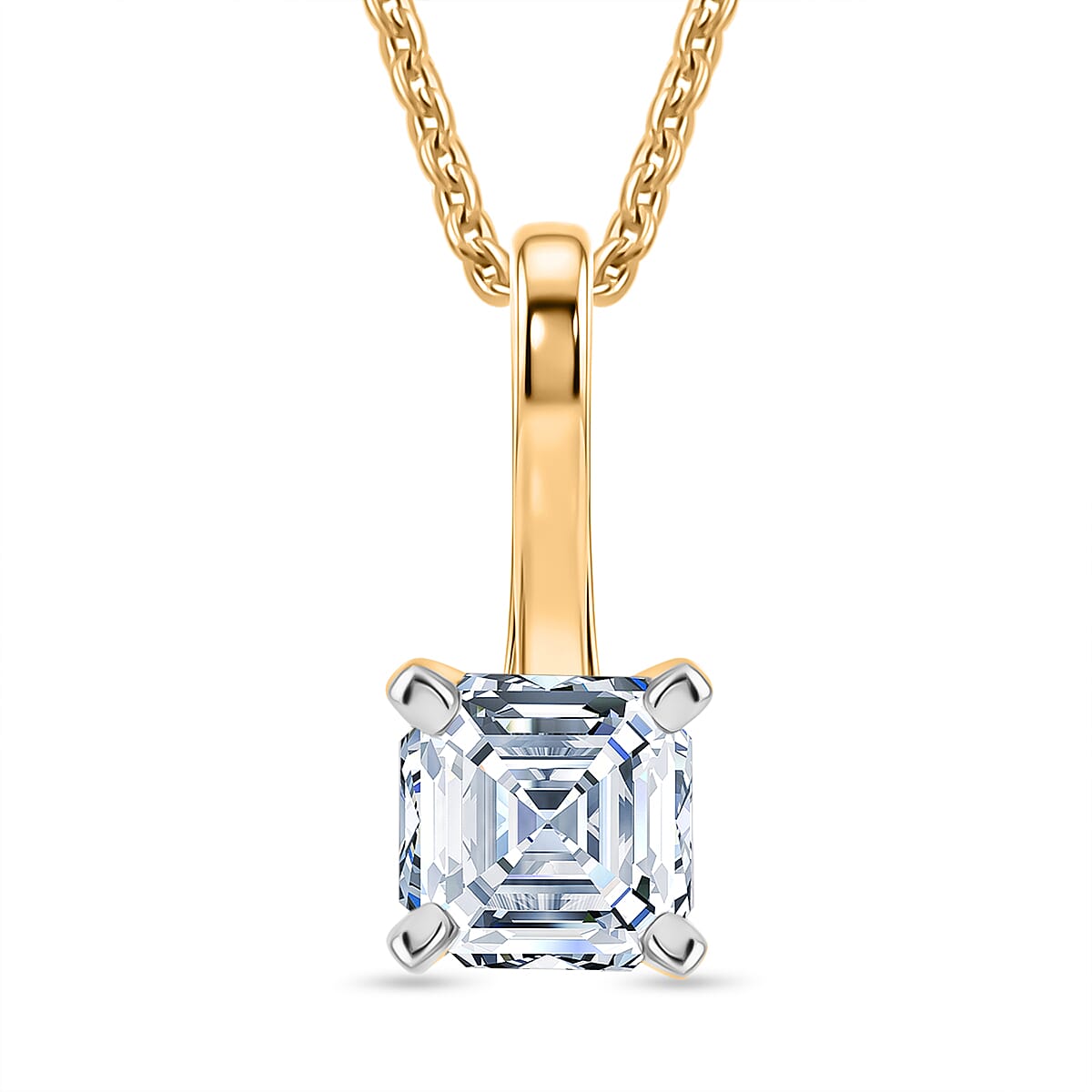 RACHEL GALLEY - SGL Certified VS-EF Lab Grown Diamond Pendant with Chain (Size 18-2 EXT) in 18K Vermeil Yellow Gold Plated Sterling Silver 1.00 Ct. 4457807 0