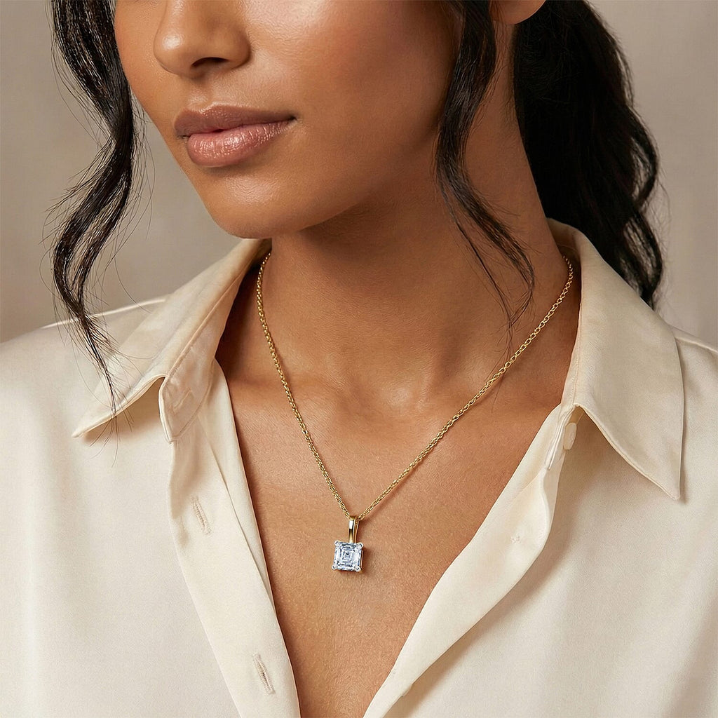 RACHEL GALLEY - SGL Certified VS-EF Lab Grown Diamond Pendant with Chain (Size 18-2 EXT) in 18K Vermeil Yellow Gold Plated Sterling Silver 1.00 Ct.