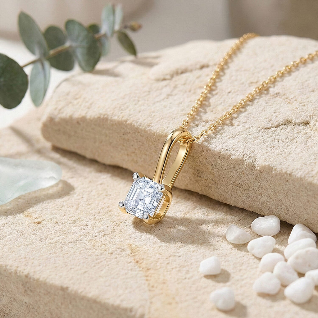 RACHEL GALLEY - SGL Certified VS-EF Lab Grown Diamond Pendant with Chain (Size 18-2 EXT) in 18K Vermeil Yellow Gold Plated Sterling Silver 1.00 Ct.