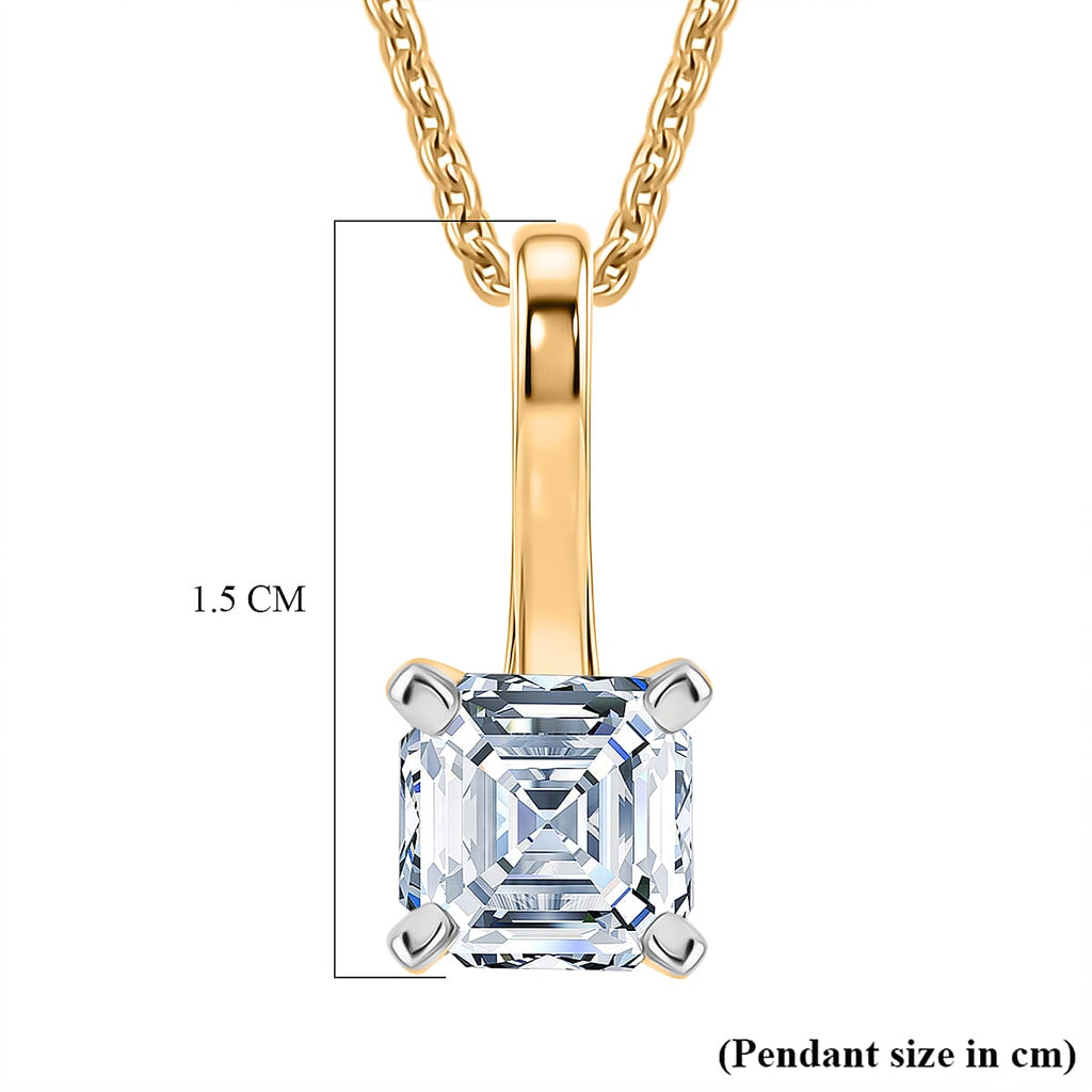 RACHEL GALLEY - SGL Certified VS-EF Lab Grown Diamond Pendant with Chain (Size 18-2 EXT) in 18K Vermeil Yellow Gold Plated Sterling Silver 1.00 Ct.