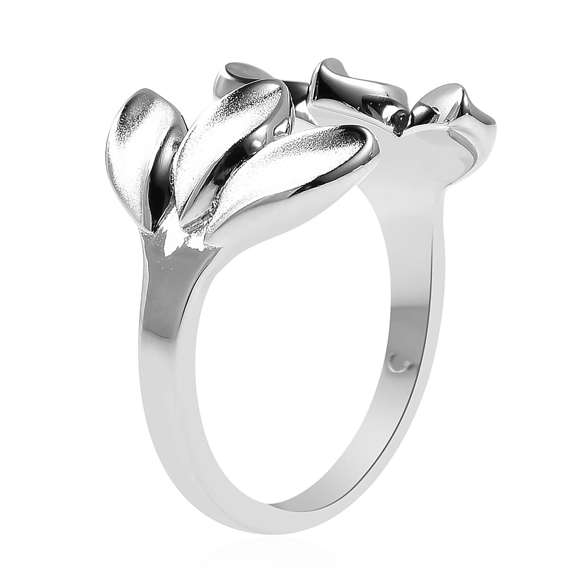 RACHEL GALLEY Sandblast Collection - Rhodium Overlay Sterling Silver Three-Leaf Design Ring 3718128 4