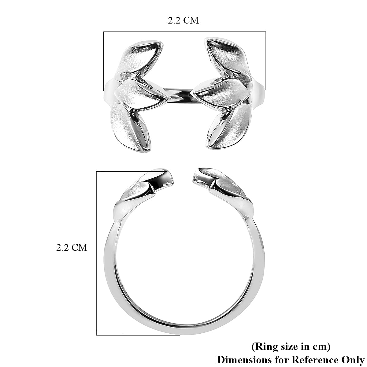 RACHEL GALLEY Sandblast Collection - Rhodium Overlay Sterling Silver Three-Leaf Design Ring 3718128 6