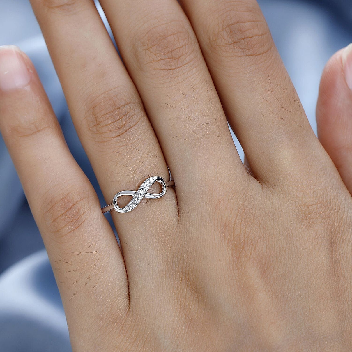 White Cubic Zirconia Infinity Ring in Sterling Silver with Platinum Plating 7153394 3