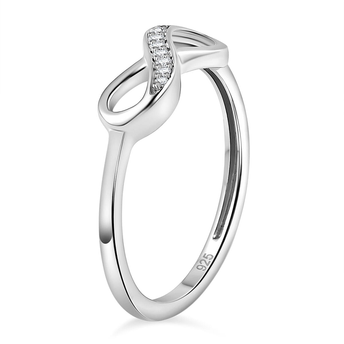 White Cubic Zirconia Infinity Ring in Sterling Silver with Platinum Plating 7153394 4