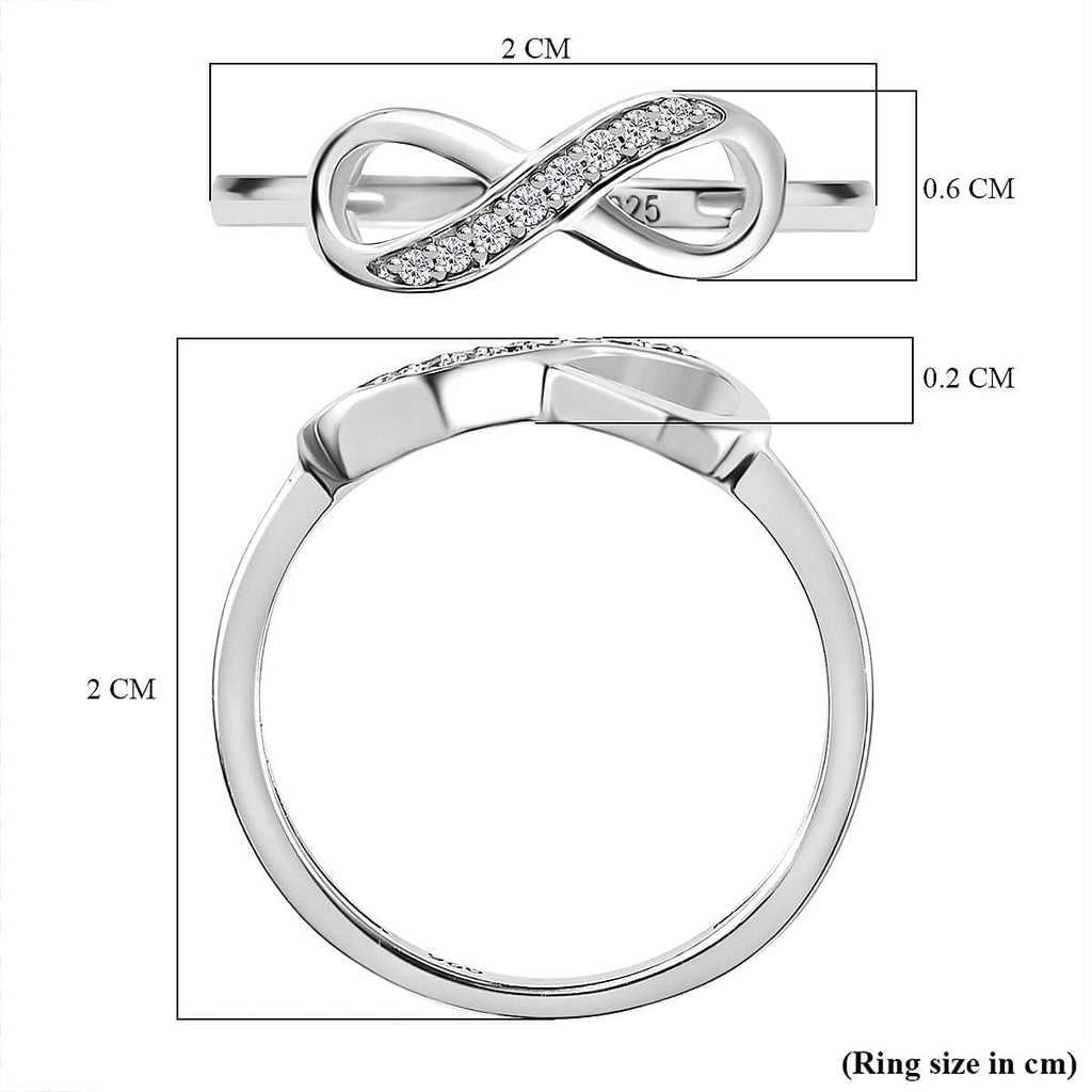 RACHEL GALLEY Simulated Diamond Infinity Ring in Rhodium Overlay Sterling Silver.