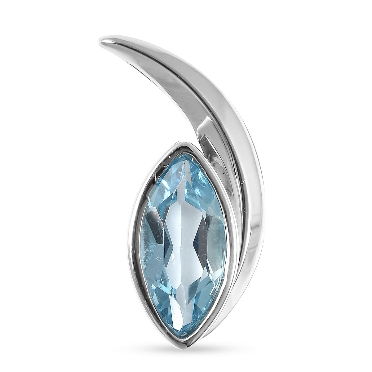 RACHEL GALLEY Swiss Blue Topaz Pendant in Rhodium Overlay Sterling Silver 1.90 Ct 3882013 2