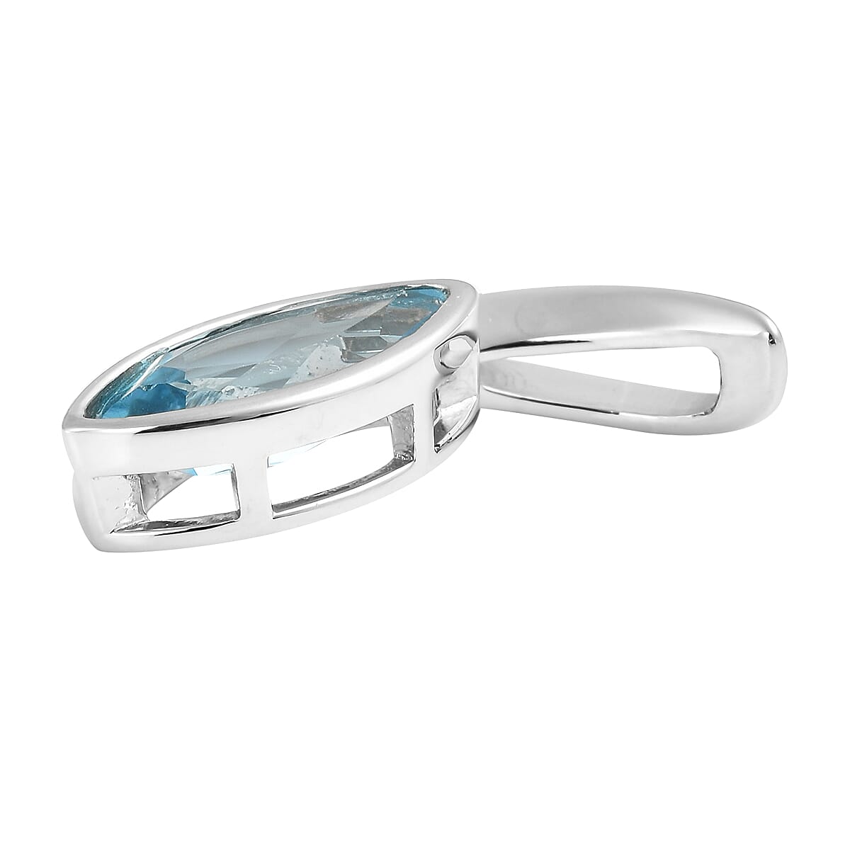RACHEL GALLEY Swiss Blue Topaz Pendant in Rhodium Overlay Sterling Silver 1.90 Ct 3882013 3