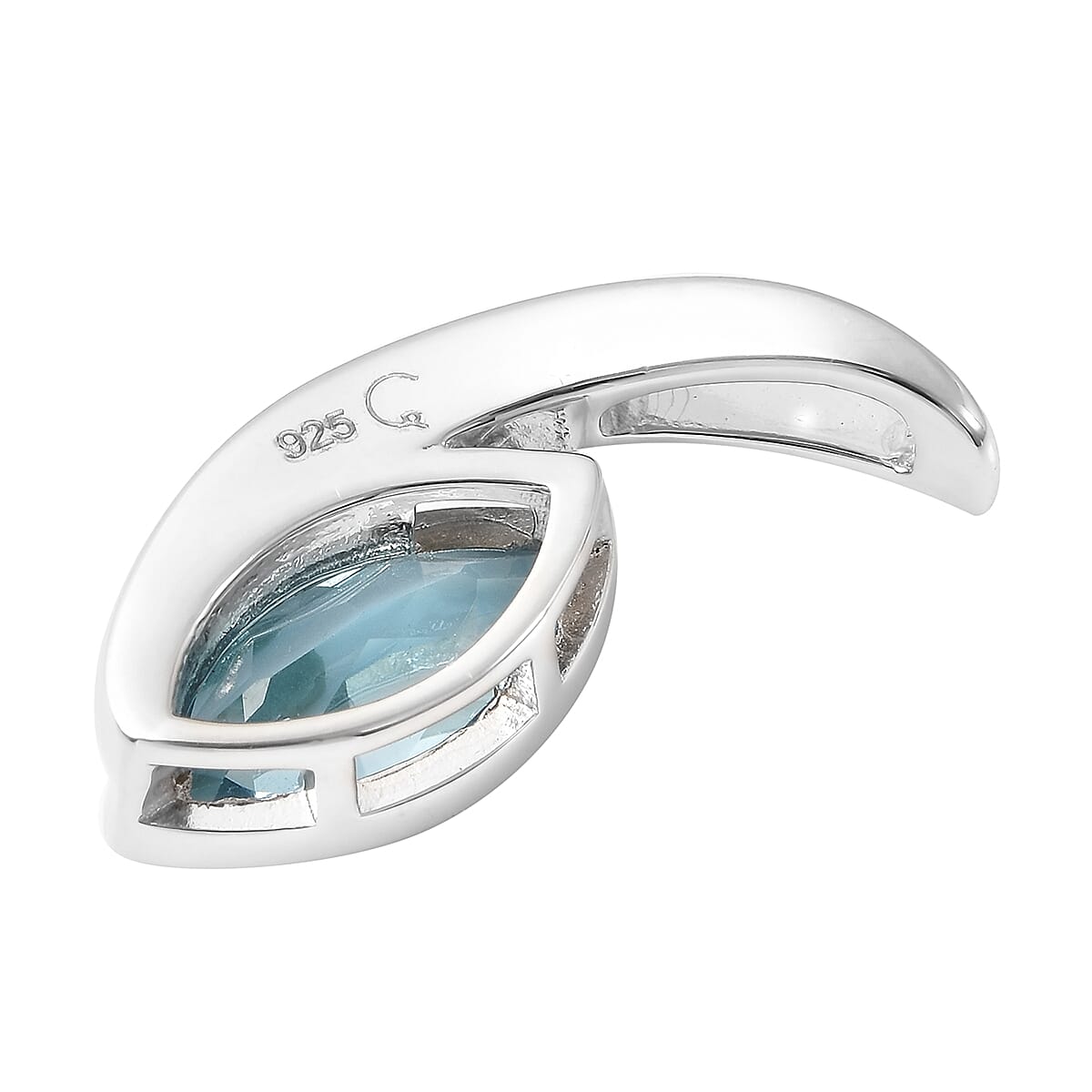 RACHEL GALLEY Swiss Blue Topaz Pendant in Rhodium Overlay Sterling Silver 1.90 Ct 3882013 4