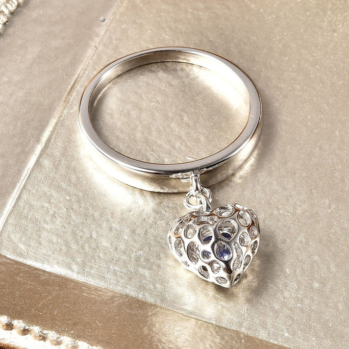 RACHEL GALLEY Tanzanite Angel Heart Ring in Rhodium Overlay Sterling Silver 0.250  Ct. 3861881 2