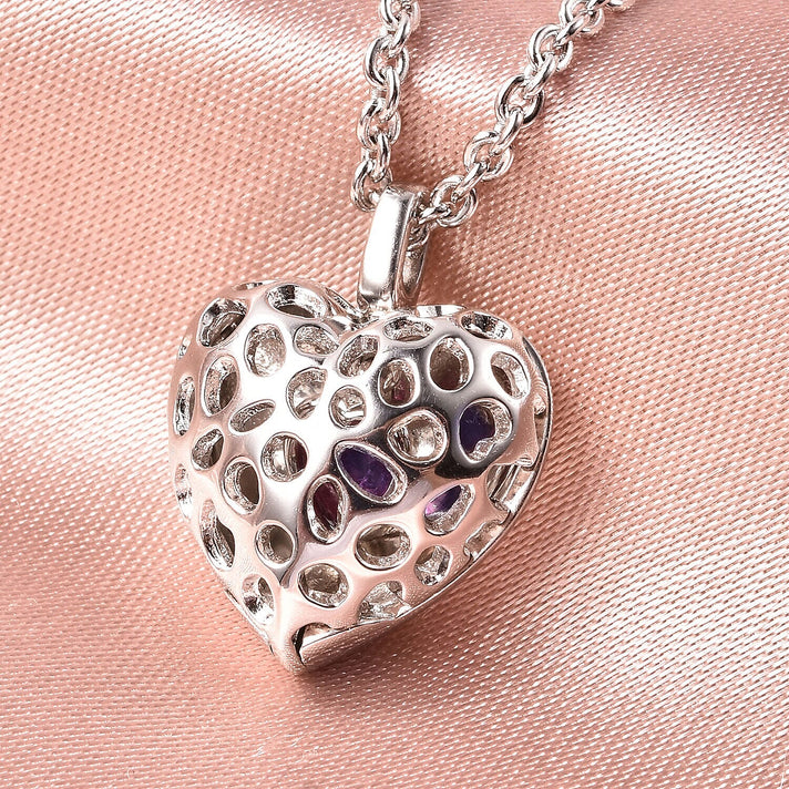 RACHEL GALLEY Tanzanite Heart Pendant With Chain Size 20 in Rhodium Plated Sterling Silver 3873527 1
