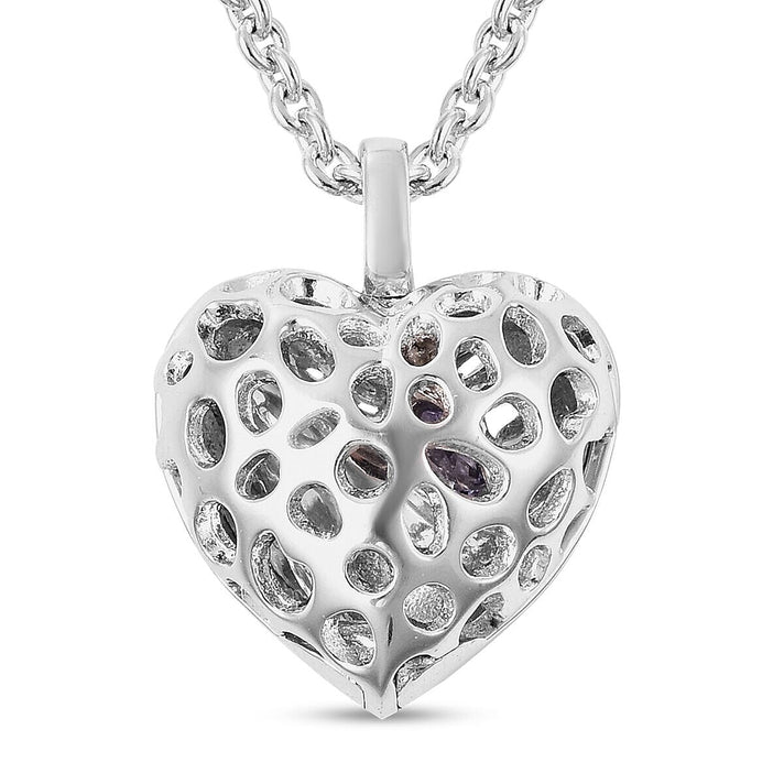 RACHEL GALLEY Tanzanite Heart Pendant With Chain Size 20 in Rhodium Plated Sterling Silver 3873527 2