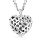RACHEL GALLEY Angel Heart Collection - Tanzanite Lattice Heart Locket Pendant with Chain (Size 20) in Rhodium Overlay Sterling Silver