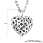 RACHEL GALLEY Angel Heart Collection - Tanzanite Lattice Heart Locket Pendant with Chain (Size 20) in Rhodium Overlay Sterling Silver