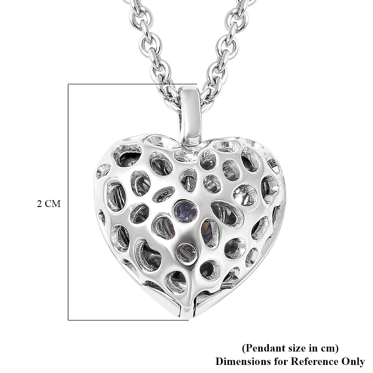 RACHEL GALLEY Tanzanite Lattice Heart Locket Pendant with Chain in Rhodium Plated Silver 20 with Extender 3613559 7