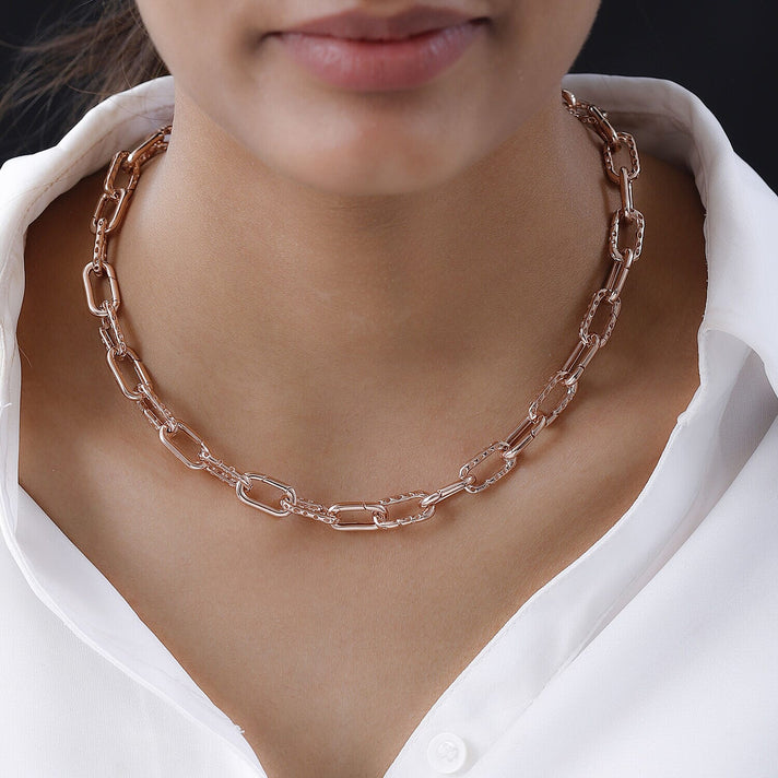 RACHEL GALLEY - Vermeil RG Overlay Sterling Silver Paperclip Necklace (Size - 20), Silver Wt. 36.70 Gms 7251466 2
