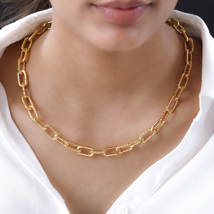 RACHEL GALLEY - Vermeil YG Sterling Silver Paperclip Necklace (Size - 20), Silver Wt. 37.50 Gms 7251467 2