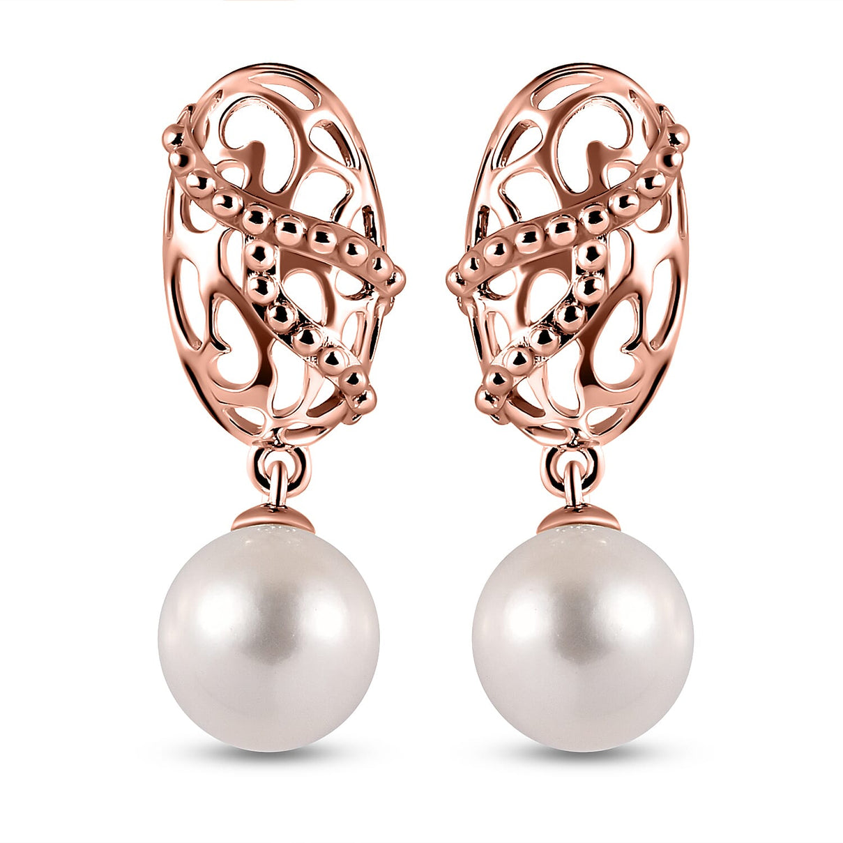 RACHEL GALLEY White Edison Pearl Drop Earrings in Vermeil Rose Gold Plated Sterling Silver 3888531 0