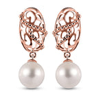 RACHEL GALLEY White Edison Pearl Drop Earrings in Vermeil Rose Gold Plated Sterling Silver