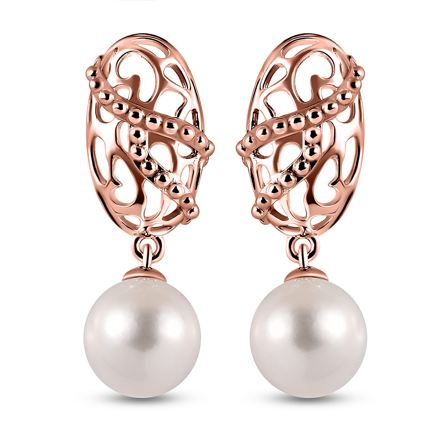 RACHEL GALLEY White Edison Pearl Drop Earrings in Vermeil Rose Gold Plated Sterling Silver 3888531 0
