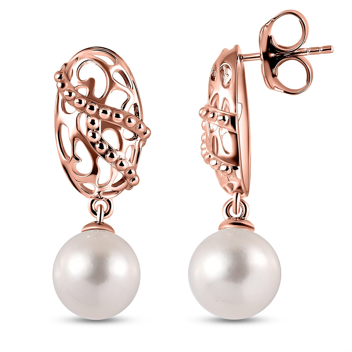 RACHEL GALLEY White Edison Pearl Drop Earrings in Vermeil Rose Gold Plated Sterling Silver 3888531 4