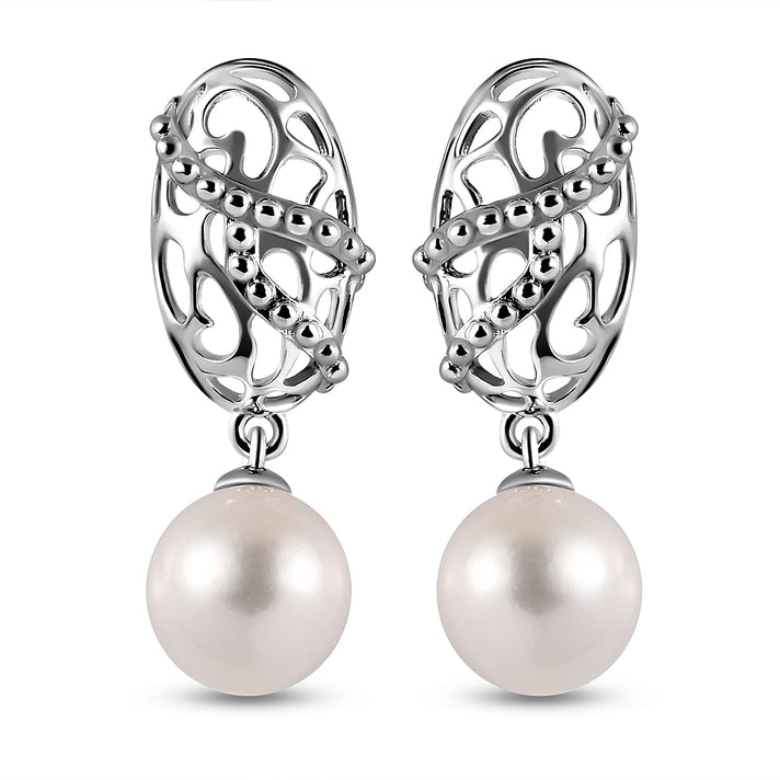 RACHEL GALLEY White Edison Pearl Drop Earrings in Rhodium Overlay Sterling Silver 3887443 1
