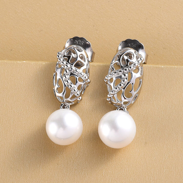 RACHEL GALLEY White Edison Pearl Drop Earrings in Rhodium Overlay Sterling Silver 3887443 2