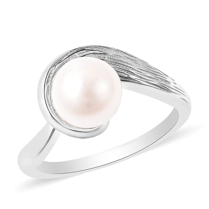 RACHEL GALLEY - White Freshwater Pearl Ring in Rhodium Overlay Sterling Silver 3691646 1