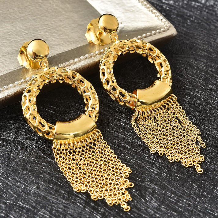 RACHEL GALLEY Yellow Gold Overlay Sterling Silver Allegro Tassel Earrings (with Push Back), Silver Wt. 14.44 Gms 3881166 2