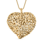 RACHEL GALLEY Yellow Gold Overlay Sterling Silver Amore Heart Necklace (Size 18/24/30) with Pebble, Silver Wt. 30.06 Gms