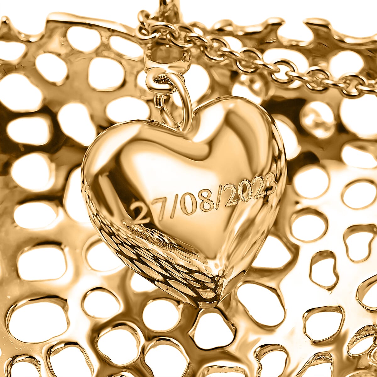 RACHEL GALLEY Yellow Gold Overlay Sterling Silver Amore Heart Necklace (Size 18/24/30) with Pebble, Silver Wt. 30.06 Gms 3230471 5