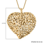 RACHEL GALLEY Yellow Gold Overlay Sterling Silver Amore Heart Necklace (Size 18/24/30) with Pebble, Silver Wt. 30.06 Gms