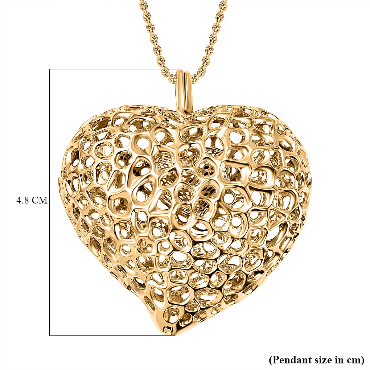 RACHEL GALLEY Yellow Gold Overlay Sterling Silver Amore Heart Necklace (Size 18/24/30) with Pebble, Silver Wt. 30.06 Gms 3230471 7