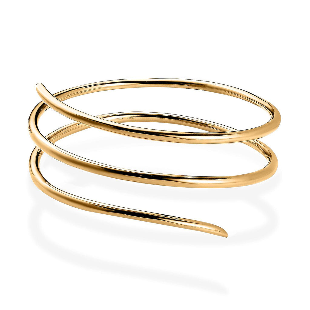 RACHEL GALLEY Yellow Gold Overlay Sterling Silver Bangle (Size 7), Silver wt. 40.67 Gms