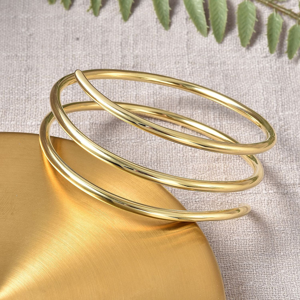 RACHEL GALLEY Yellow Gold Overlay Sterling Silver Bangle (Size 7), Silver wt. 40.67 Gms