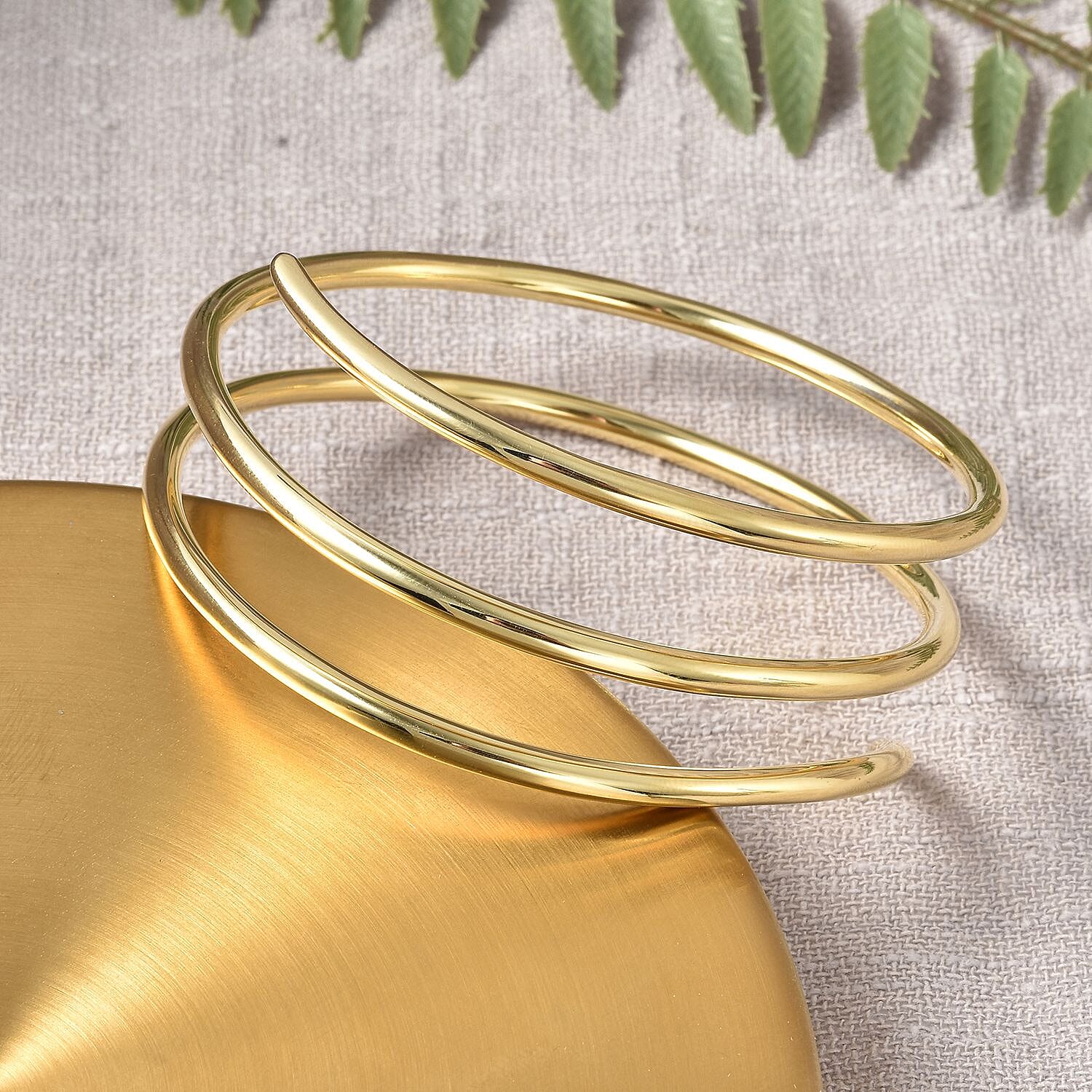 RACHEL GALLEY Yellow Gold Overlay Sterling Silver Bangle (Size 7), Silver wt. 40.67 Gms 3875896 2