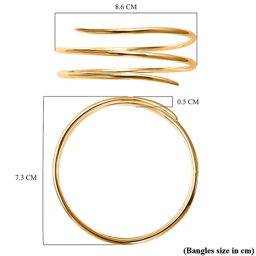 RACHEL GALLEY Yellow Gold Overlay Sterling Silver Bangle (Size 7), Silver wt. 40.67 Gms