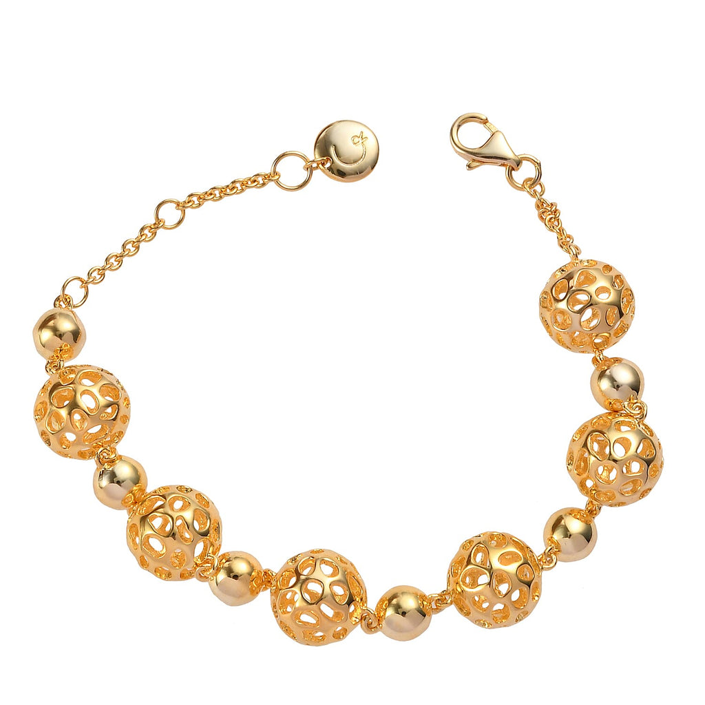 RACHEL GALLEY Yellow Gold Overlay Sterling Silver Bracelet (Size 7) Silver Wt. 15.73 Gms